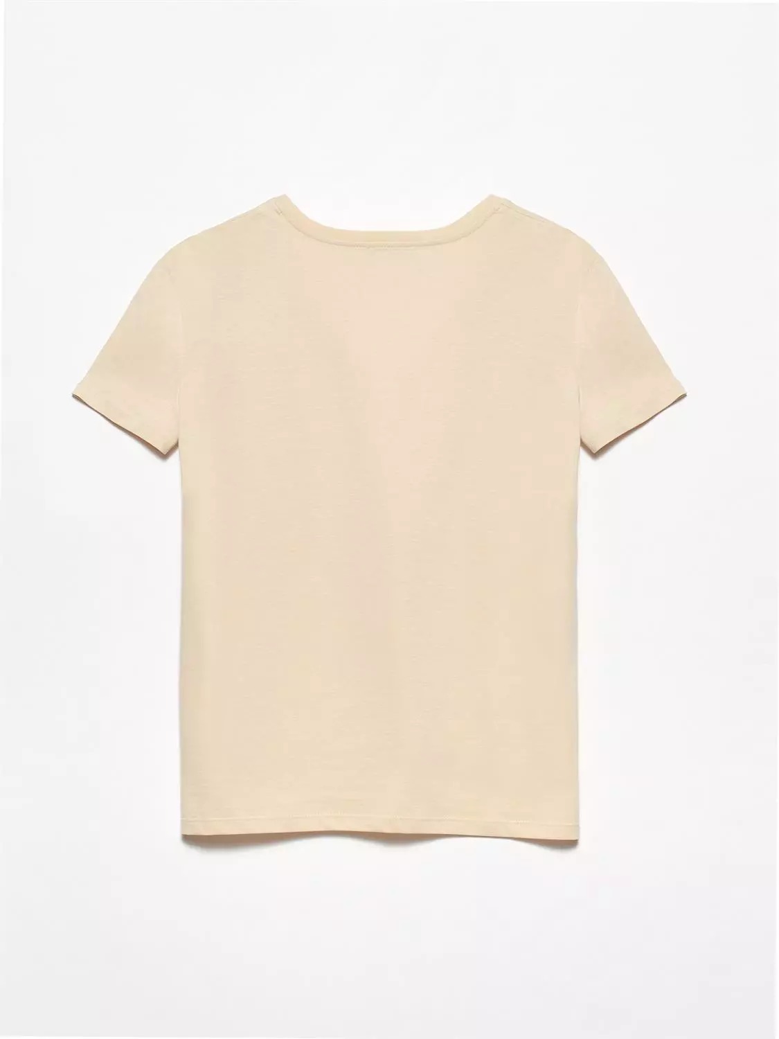 V YAKA BASIC T-SHIRT (Açık Bej)