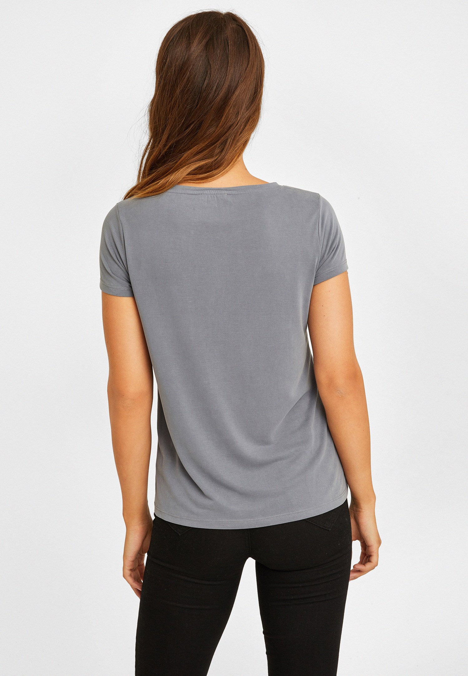 V YAKA BASIC T-SHIRT (Gri)