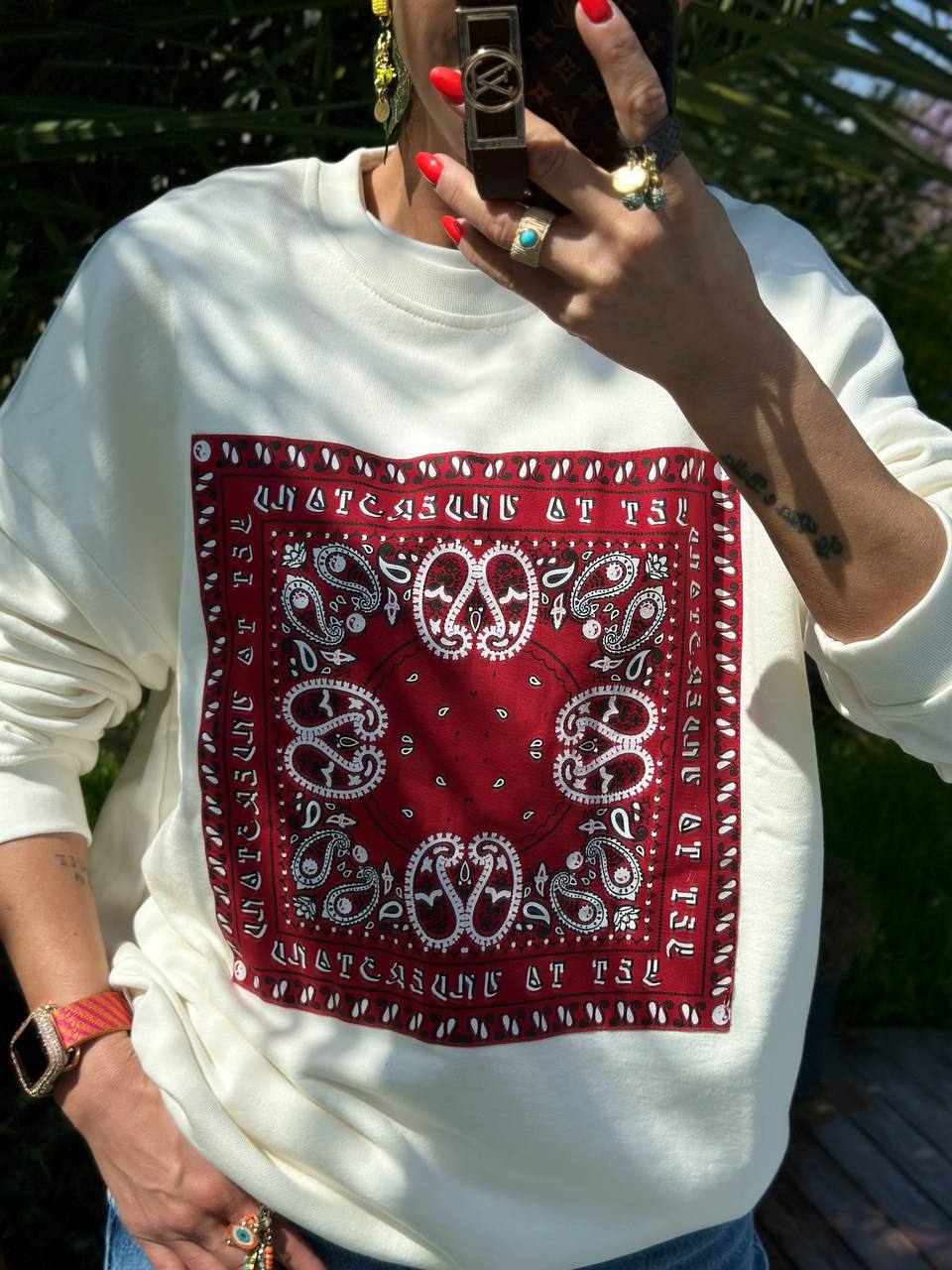 ŞAL DESEN SWEATSHIRT (Ekru)