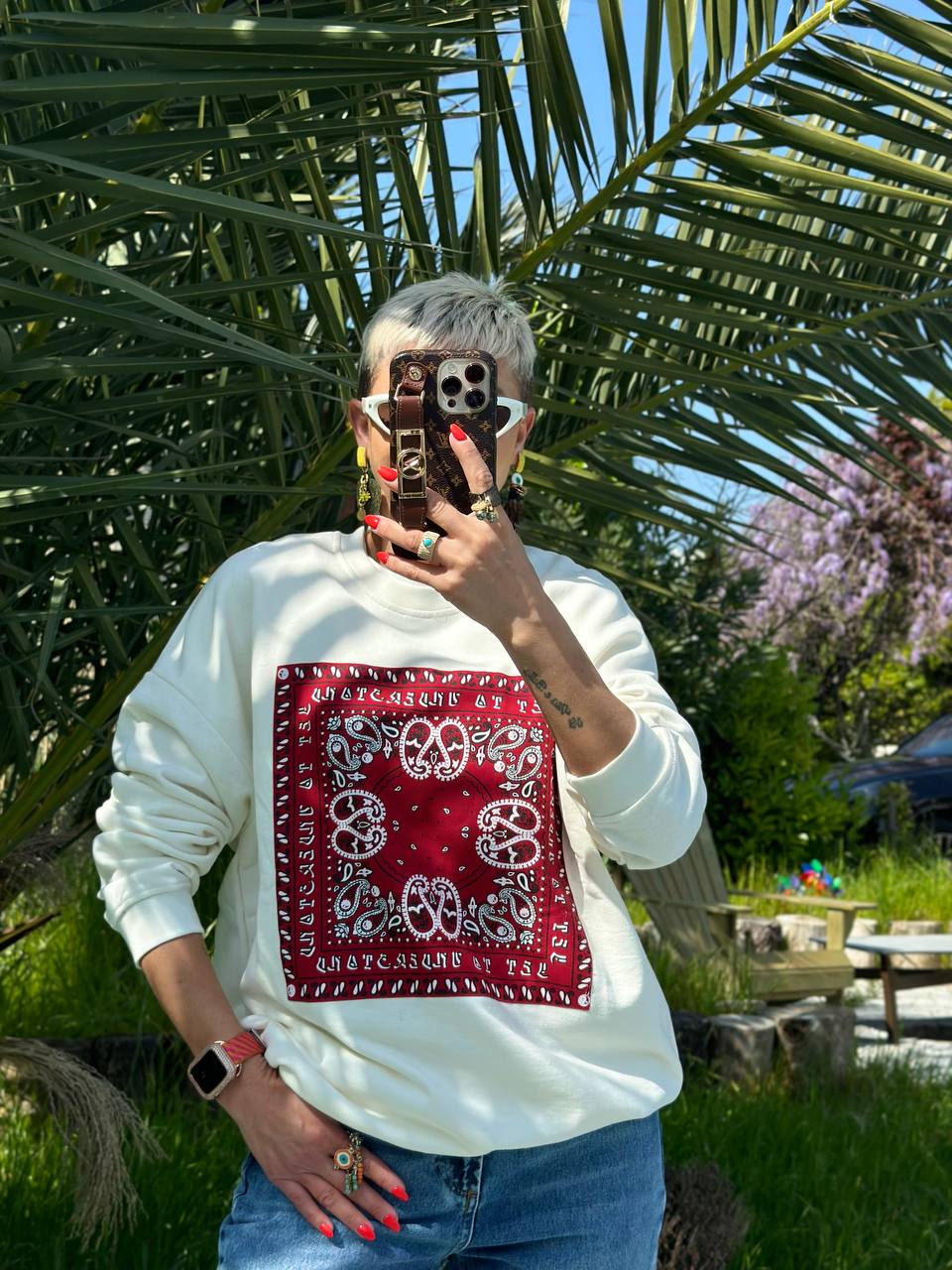 ŞAL DESEN SWEATSHIRT (Ekru)