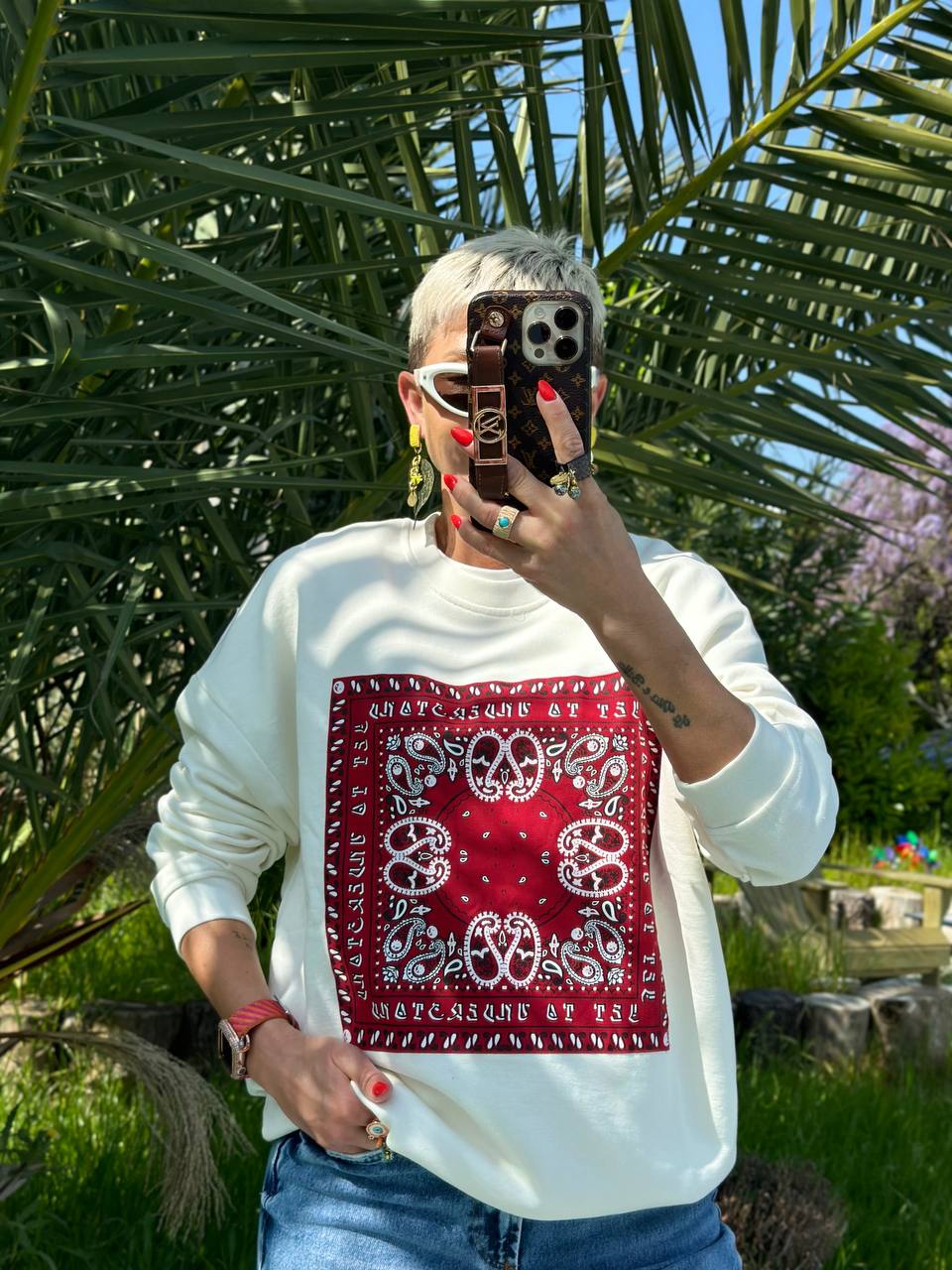 ŞAL DESEN SWEATSHIRT (Ekru)