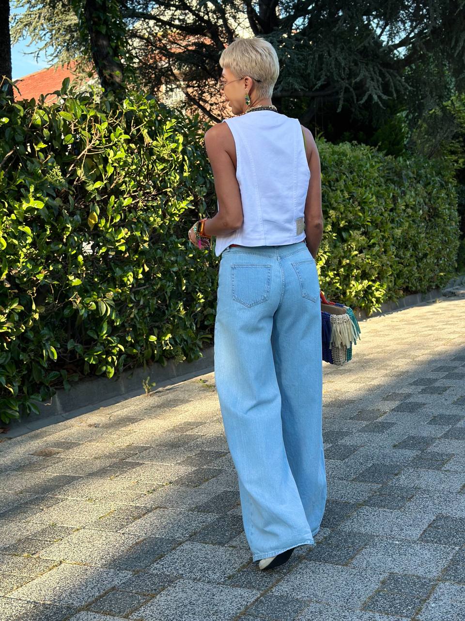 WIDE LEG DÜZ DENIM PANTOLON (Açık Mavi)