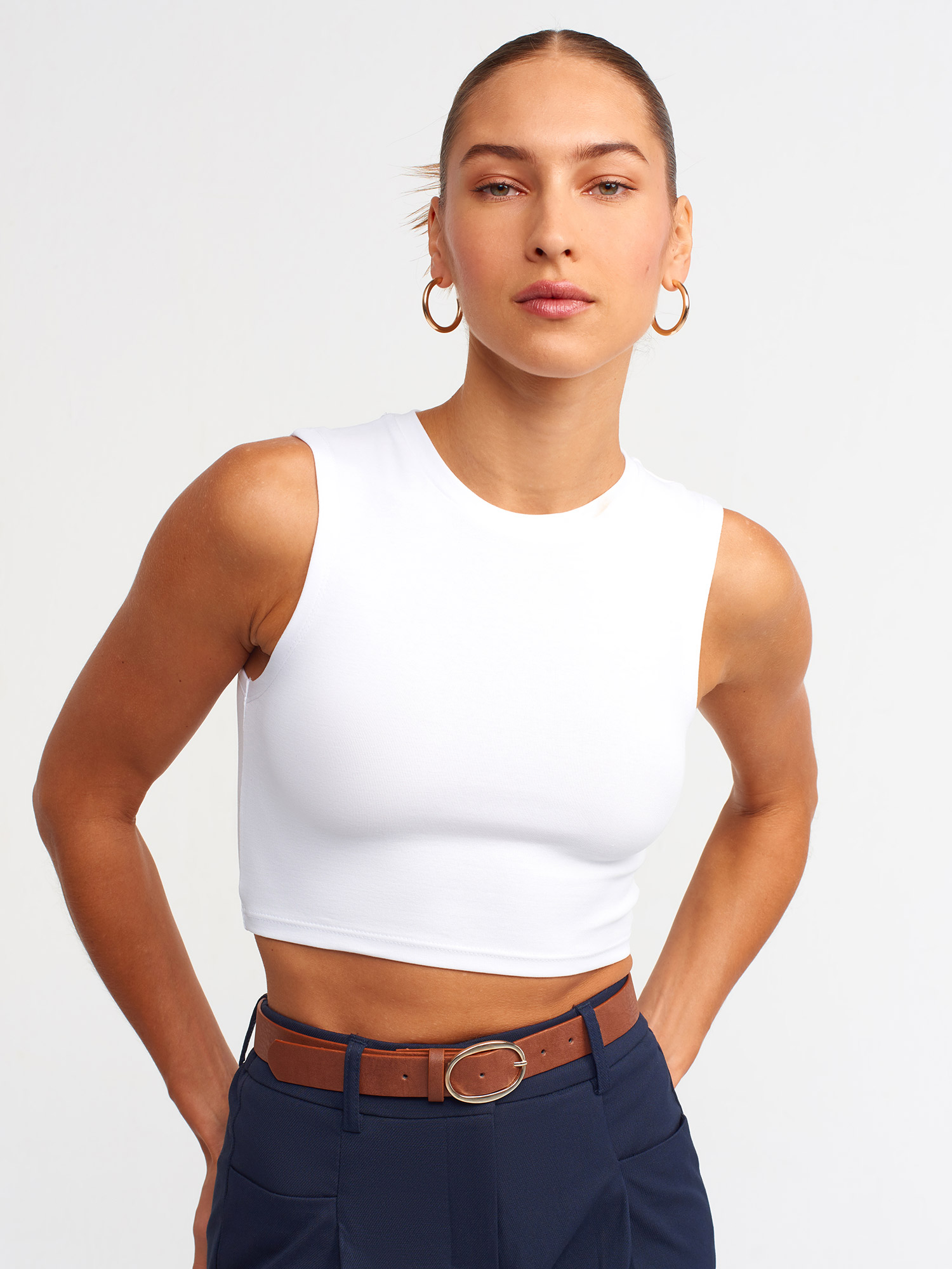 KOLSUZ CROP TOP (Beyaz)