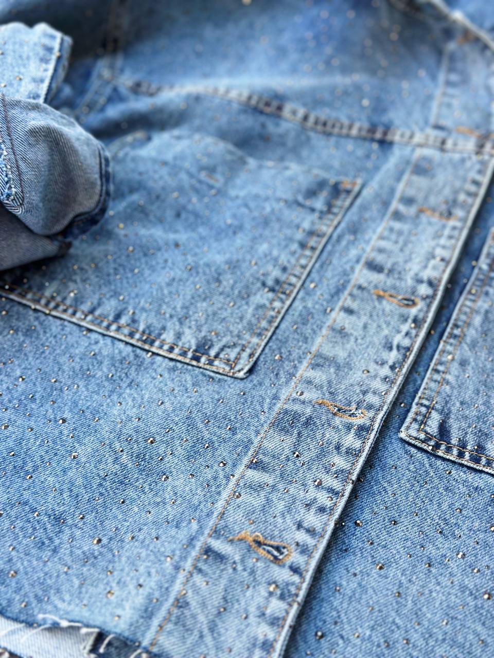 ANTRASİT TAŞLI DENIM CEKET (Mavi)