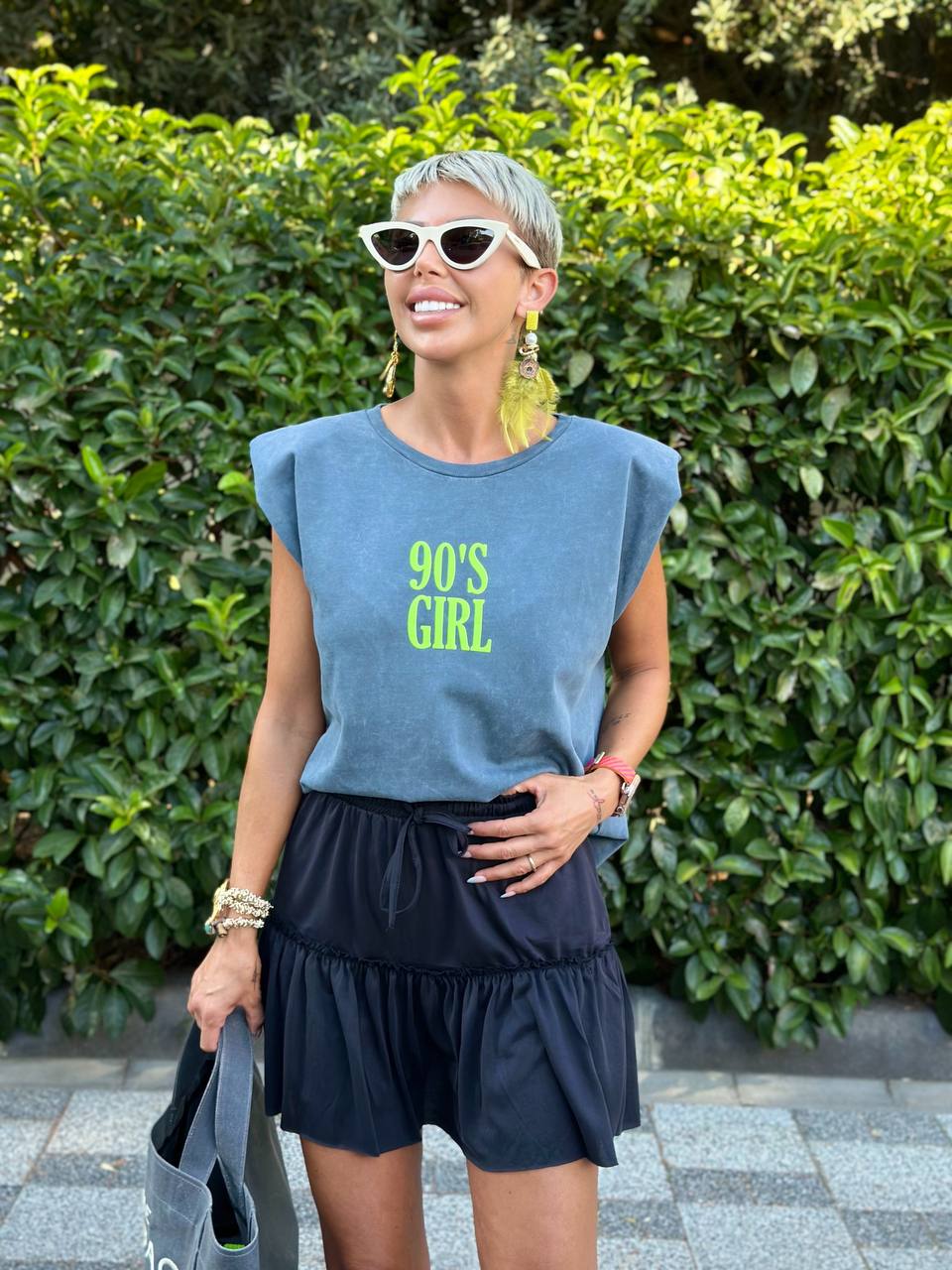 90S GIRL KOLSUZ TSHIRT (Antrasit)