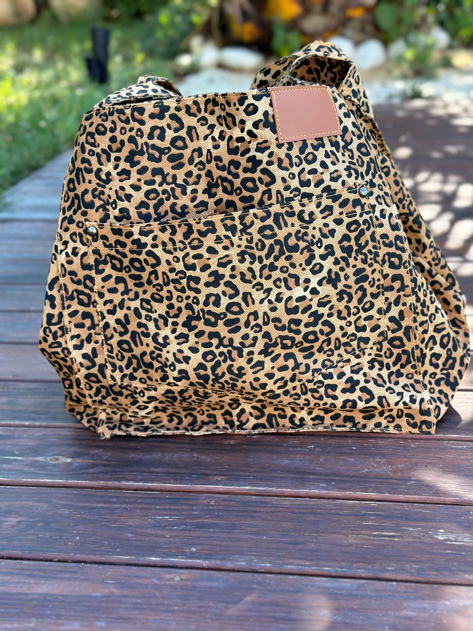 LEOPAR KANVAS TOTE ÇANTA