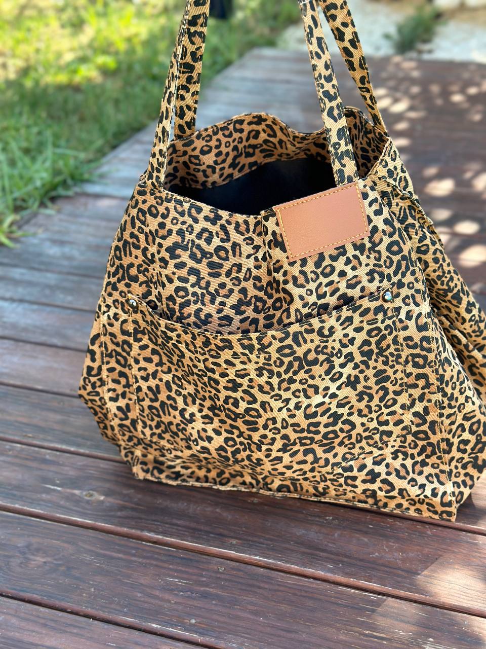 LEOPAR KANVAS TOTE ÇANTA