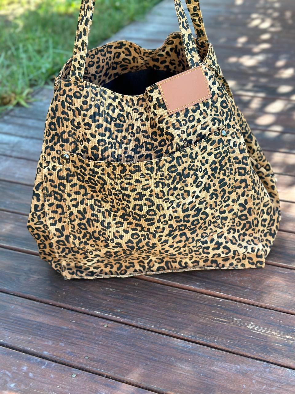 LEOPAR KANVAS TOTE ÇANTA