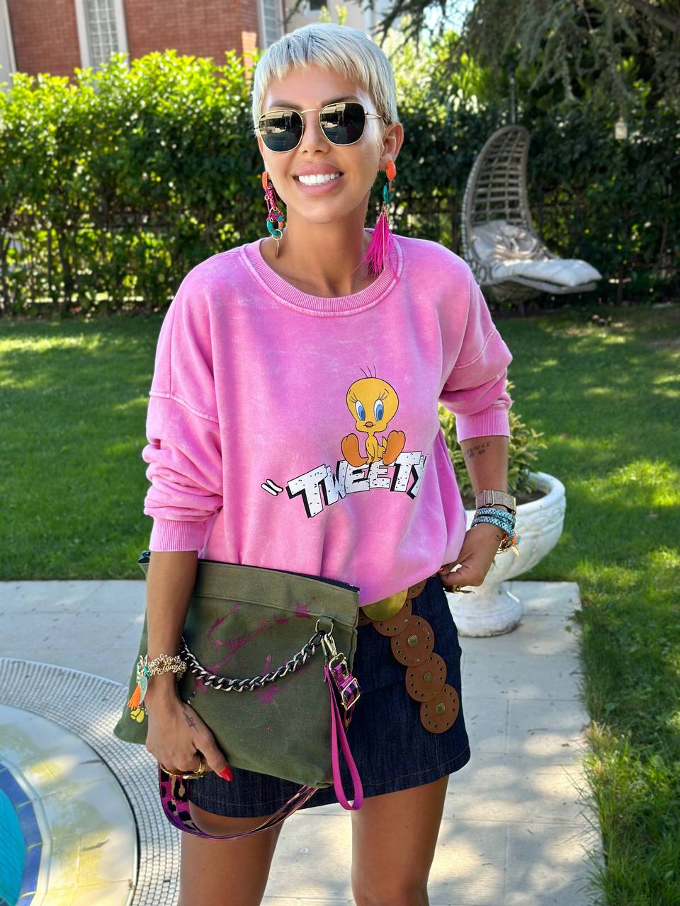 YIKAMALI TWEETY SWEATSHIRT (Pembe)