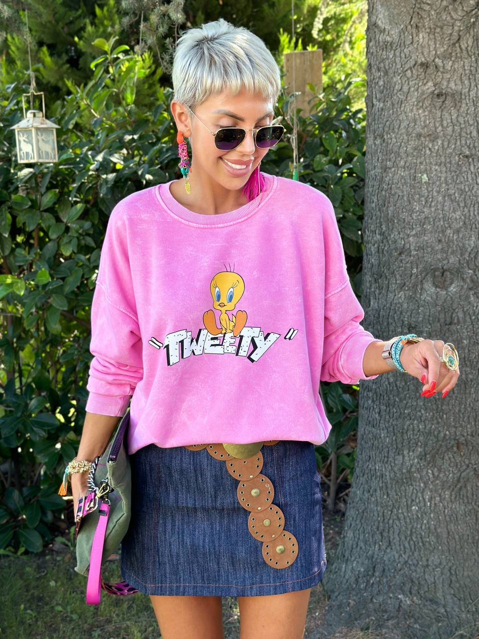 YIKAMALI TWEETY SWEATSHIRT (Pembe)