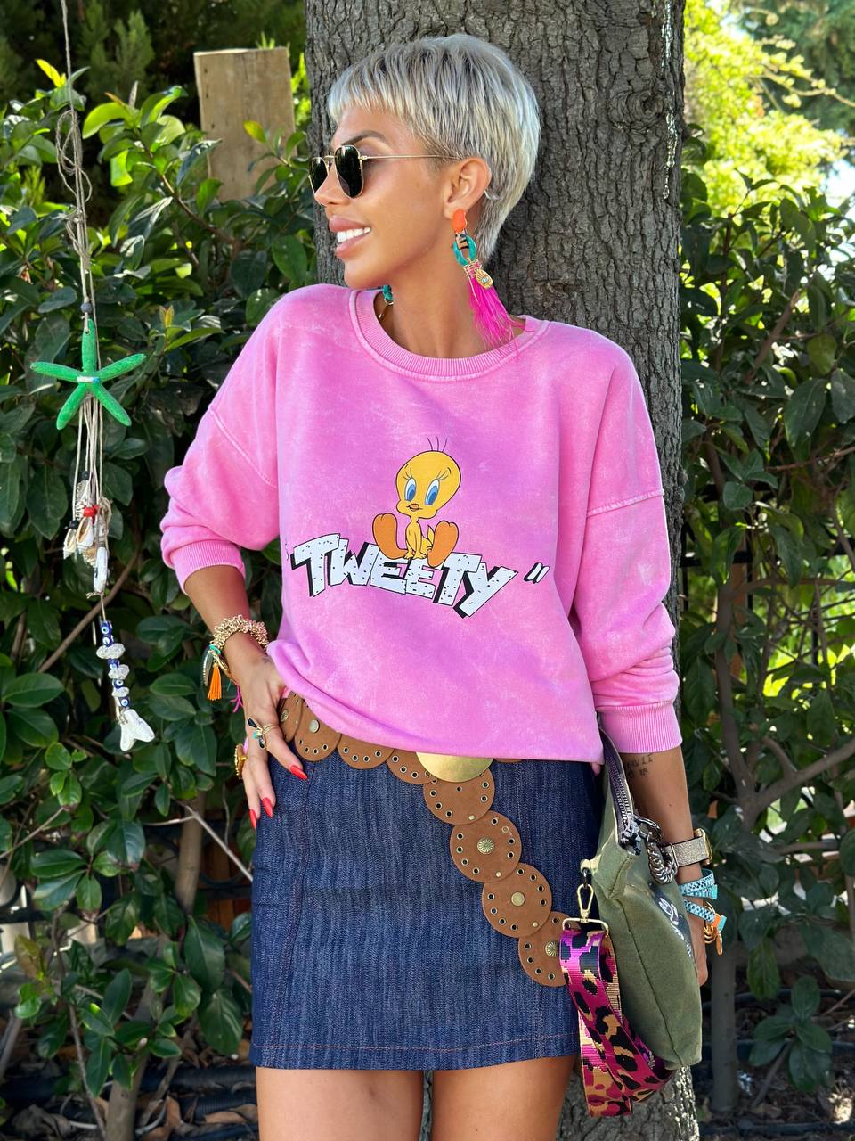 YIKAMALI TWEETY SWEATSHIRT (Pembe)