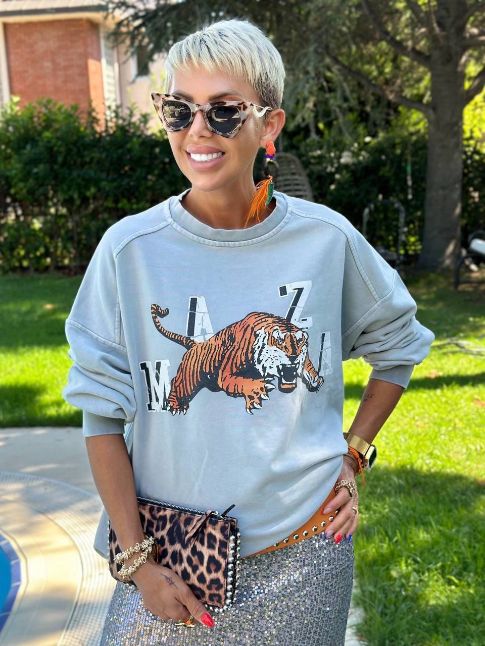 YIKAMALI MAZA TIGER SWEATSHIRT (Gri)