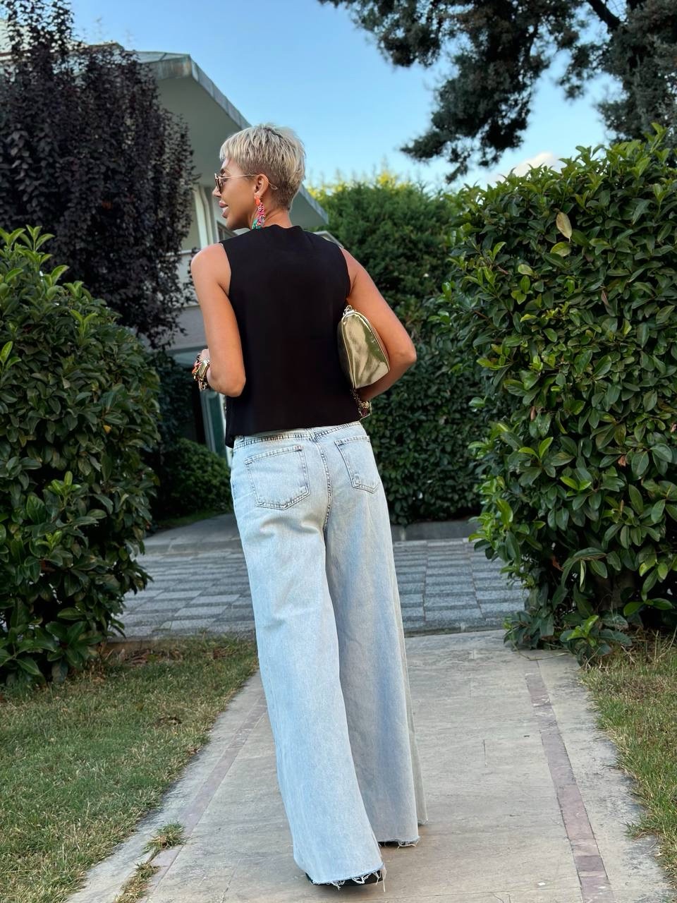 NATURAL KESİM WIDE LEG DENIM PANTOLON (Kar Yıkama)