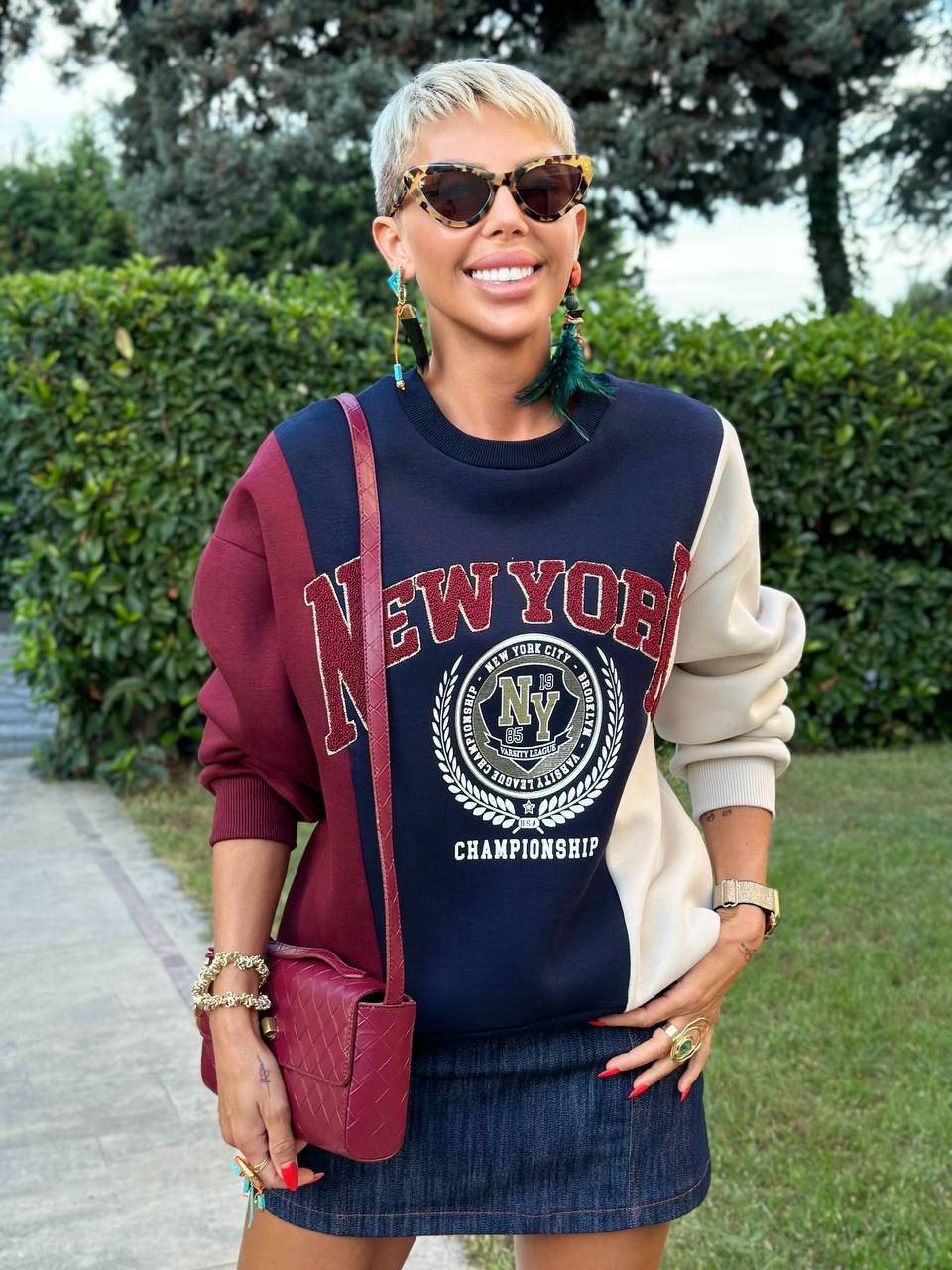 NEW YORK COLLAGE SWEATSHIRT (Bordo)