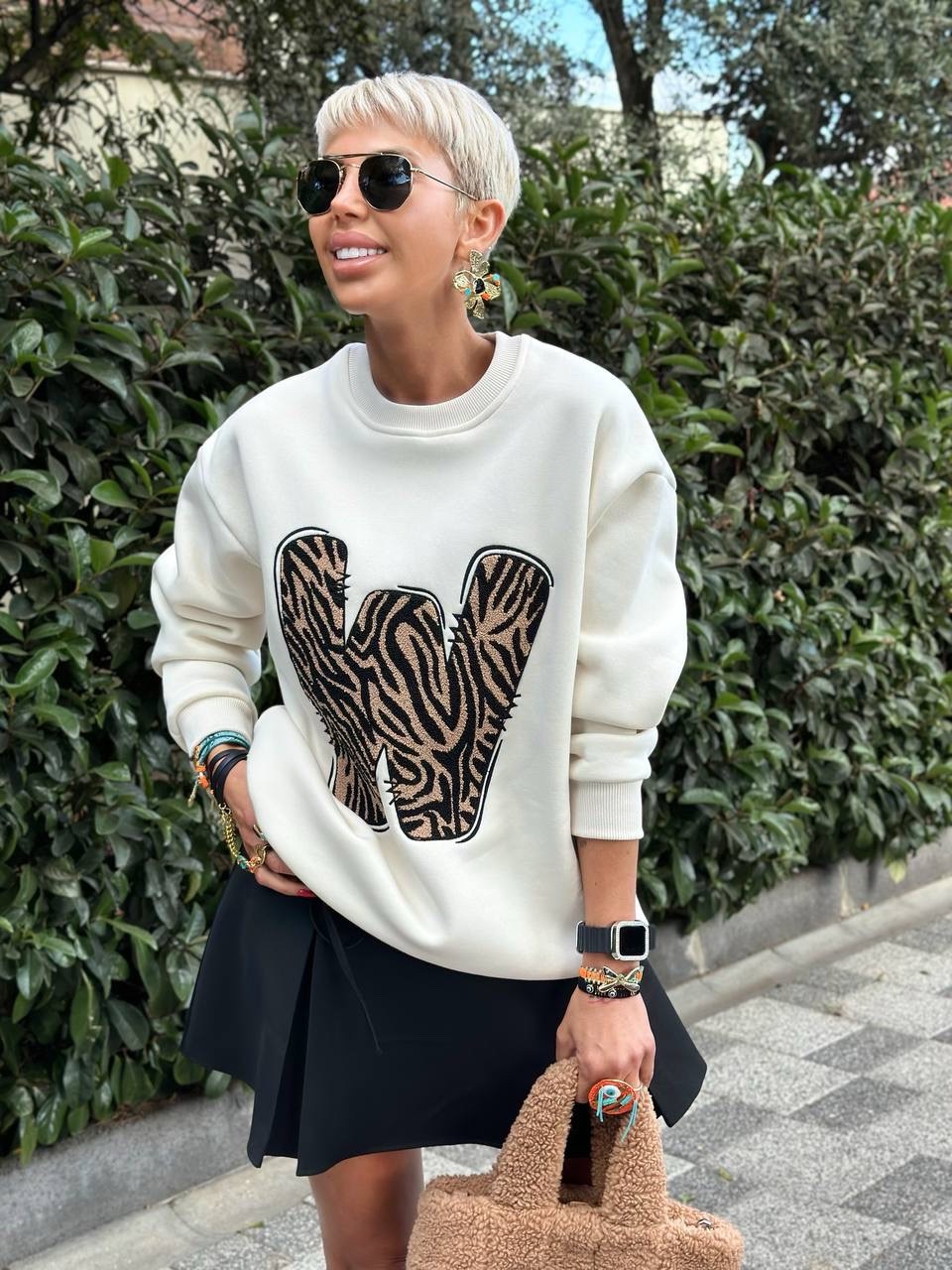 W PUNCH NAKIŞLI SWEATSHIRT (Ekru)